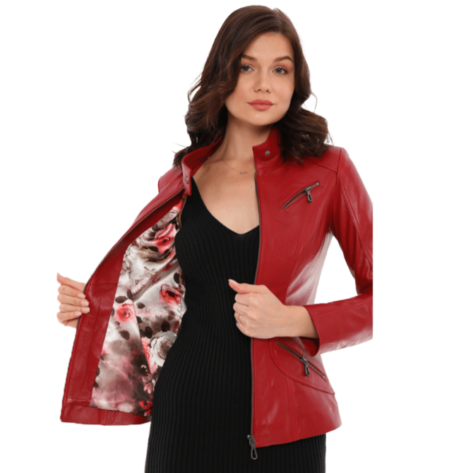 leather jacket red for women