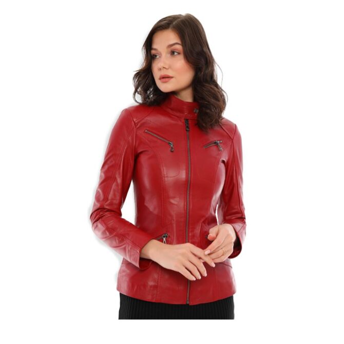 red leather jacket for women