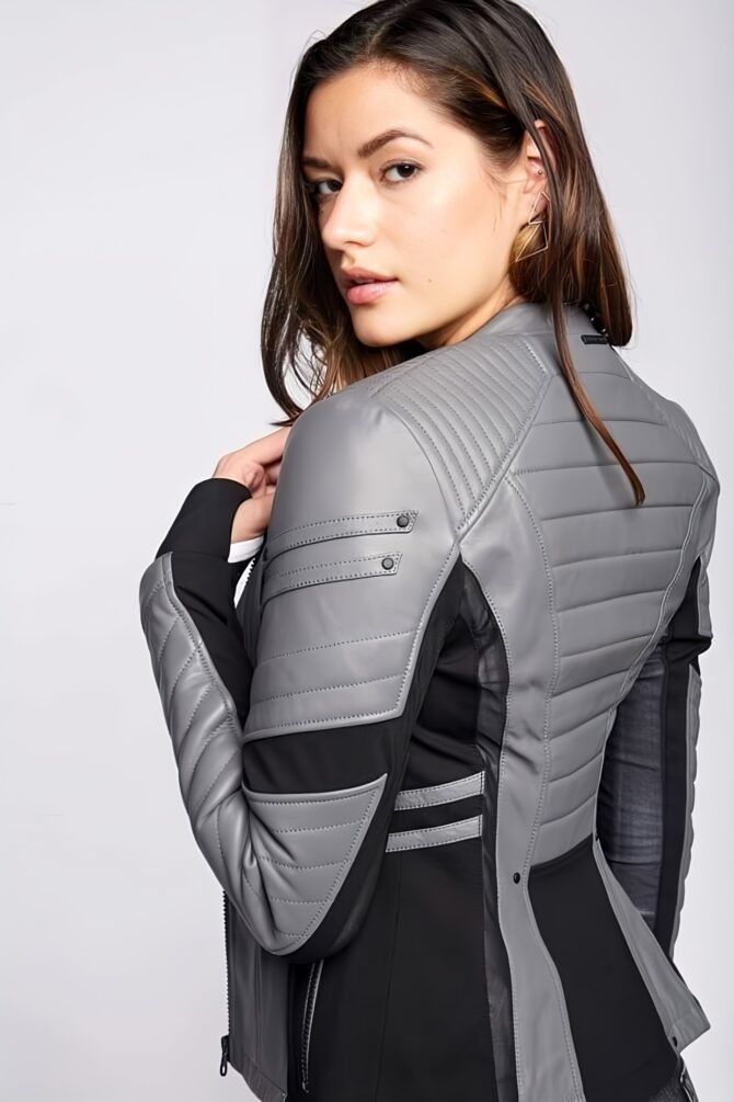 Leena Women's Jacket in Elastane and Leather / Custom Made