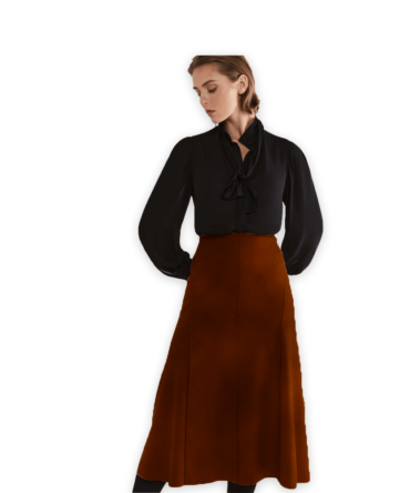 Brown Sueded Skirt for Women