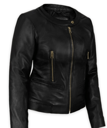 Women genuine black leather jacket