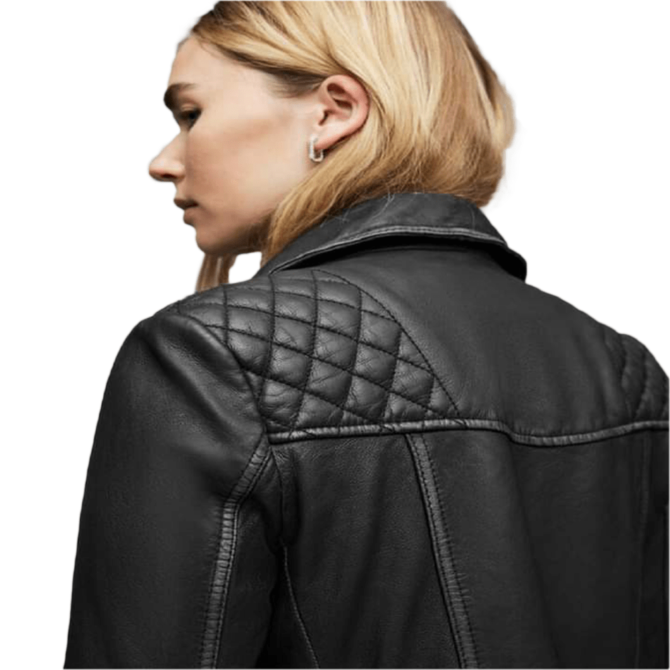 Meena Black Quilted Leather Jacket for women