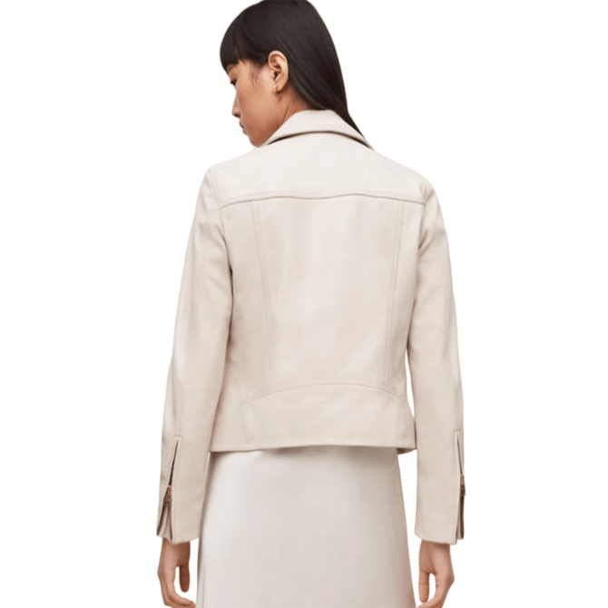 leather jacket for women in ivory color