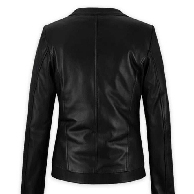 Women genuine black leather jacket