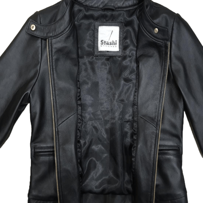 Women genuine black leather jacket