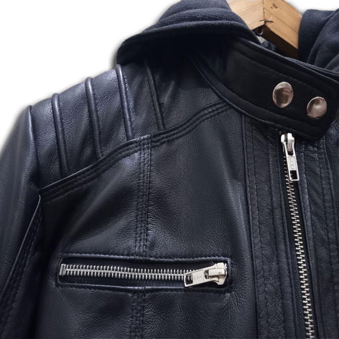 hooded leather jacket for women