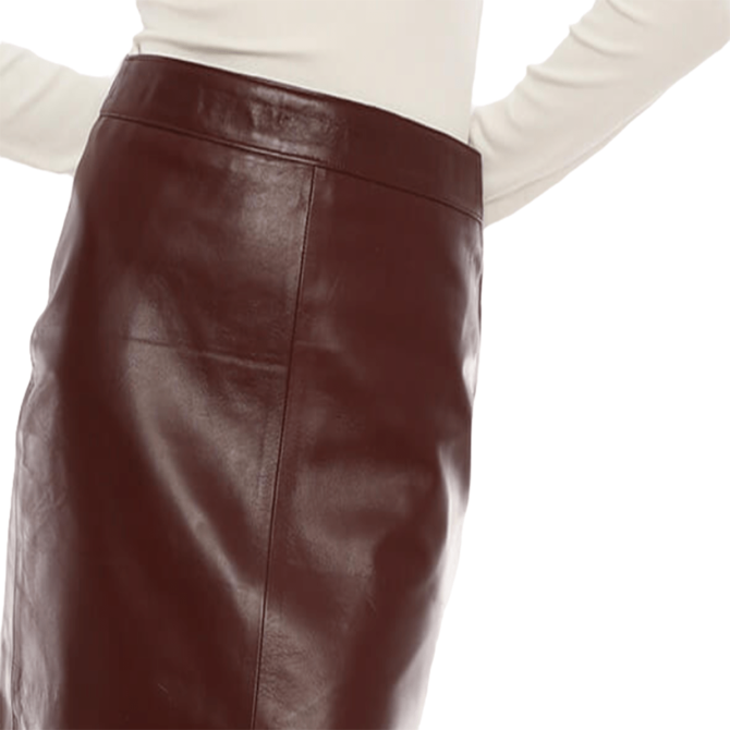 Brown leather Skirt Women