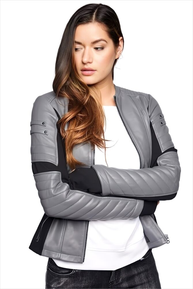 Women Leather Jacket in Elastance