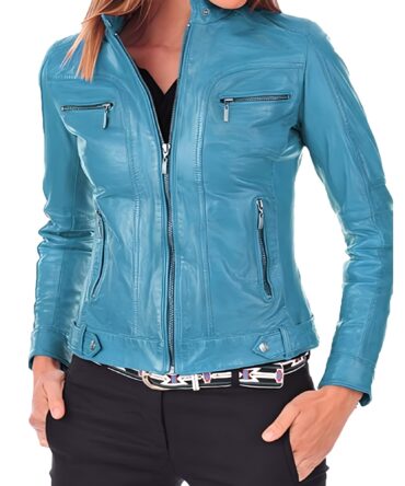 Leather Jacket Turquoise