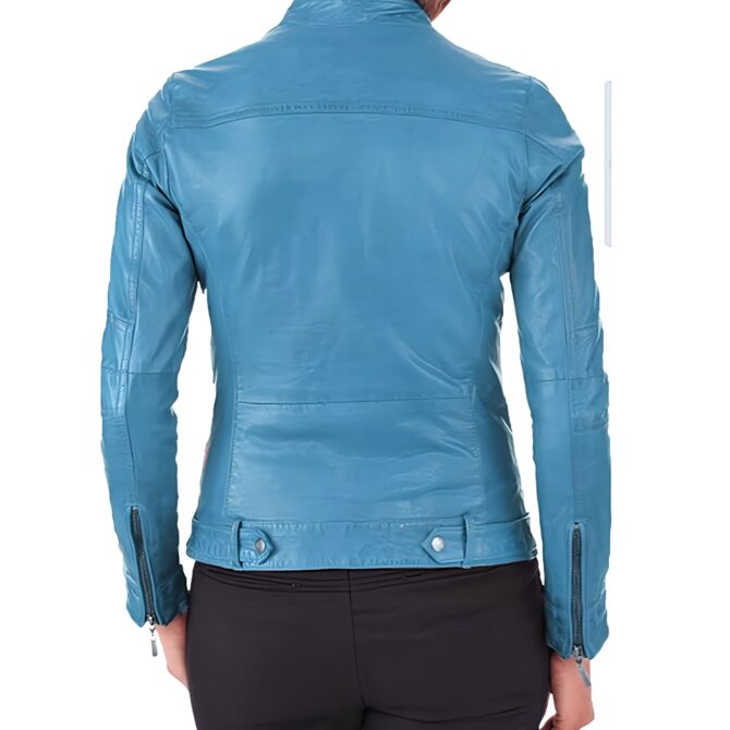 Neemra Leather Jacket for Women in Turquoise