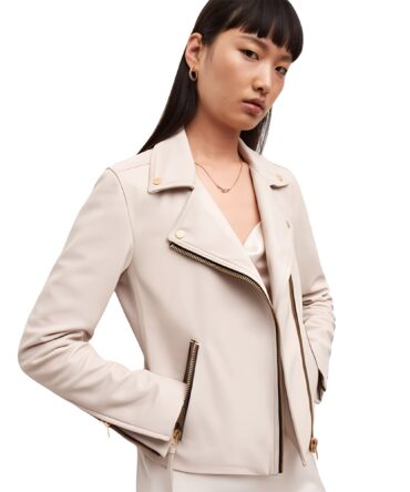 cream leather jacket women