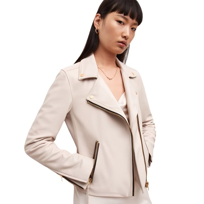 cream leather jacket women