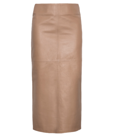 women leather Skirt in Camel brown