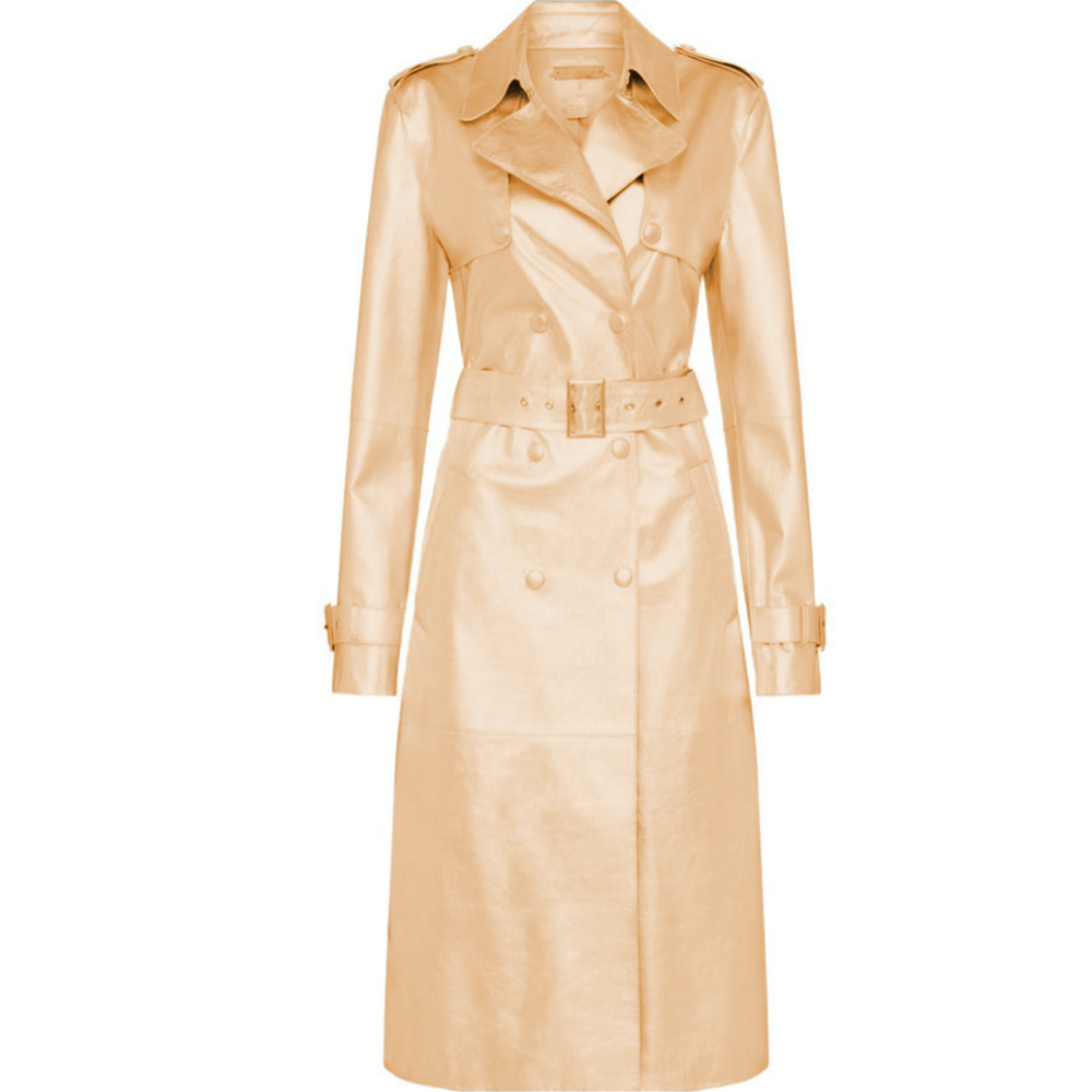 Leslie Trench Coat in Pure Light Pale Golden Leather - Stashi Stitches