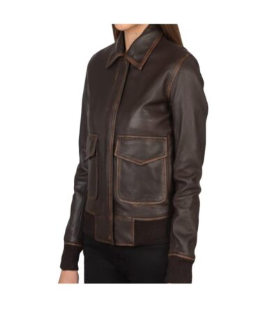 bomber leather jacket brown