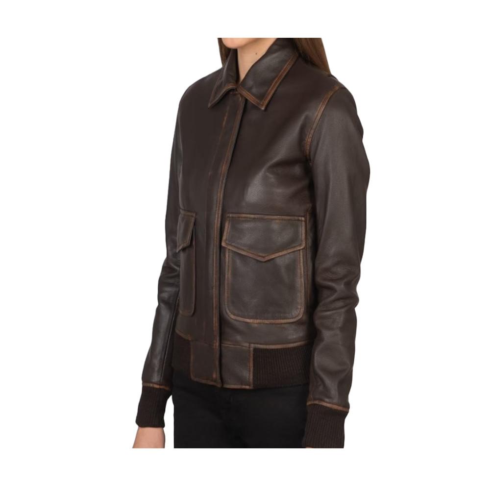 bomber leather jacket brown