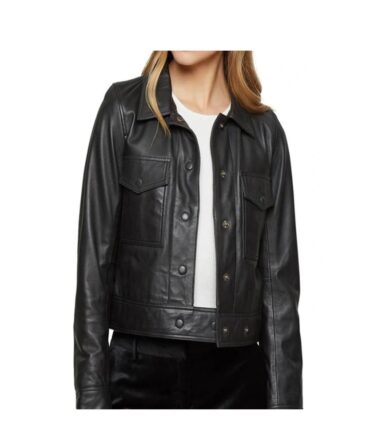 black leather biker jacket