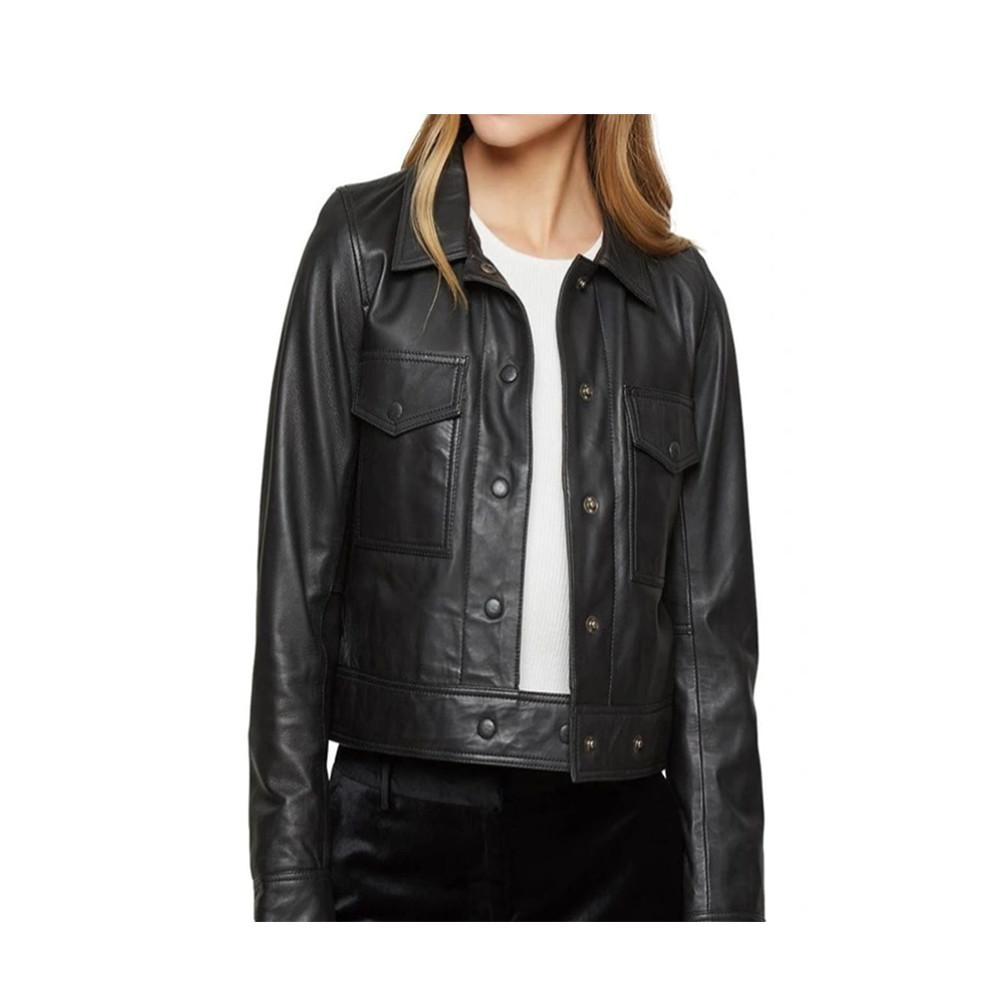 black leather biker jacket