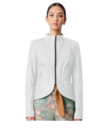 white leather jacket for women