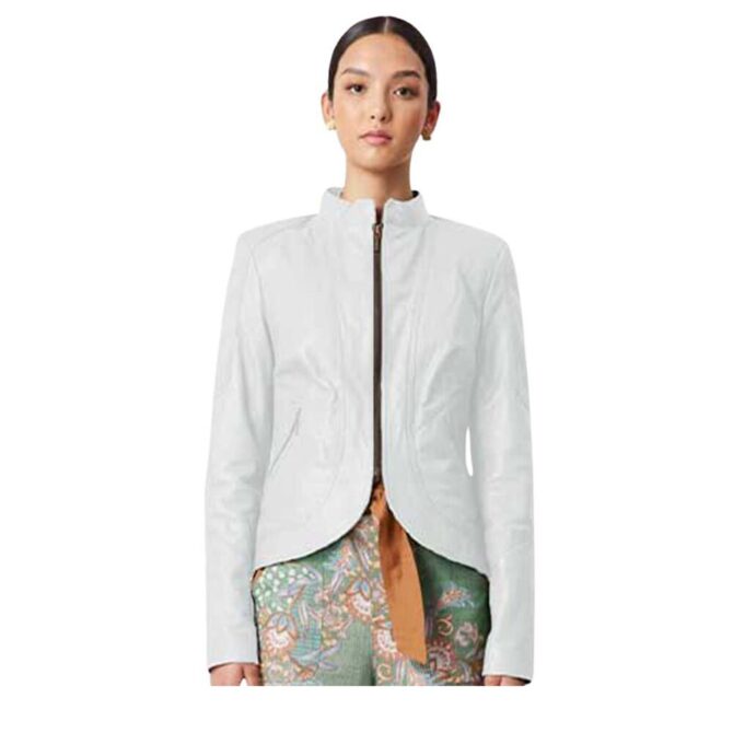 white leather jacket for women