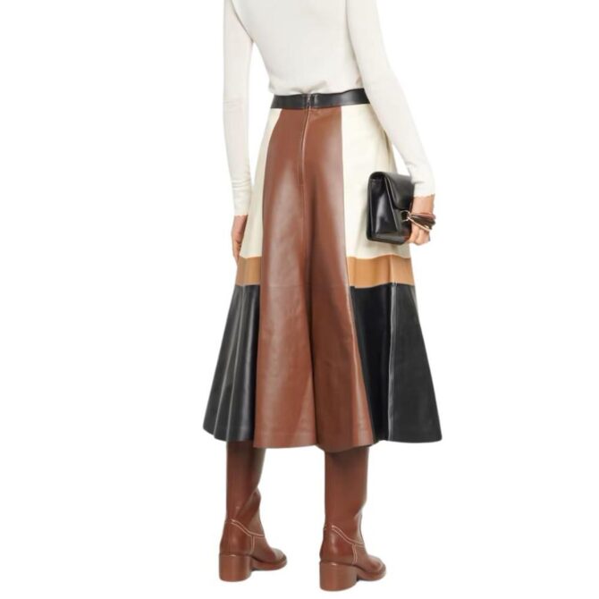 Mal Women Leather Skirt in Color Collage/ Custom Made