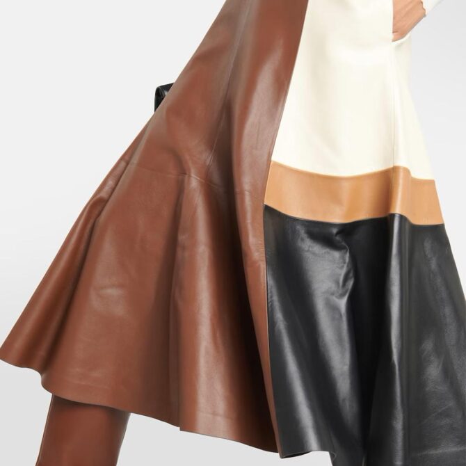 Mal Women Leather Skirt in Color Collage/ Custom Made