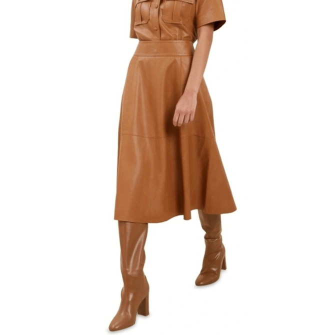 Leather Skirt for Women in Tanned Brown