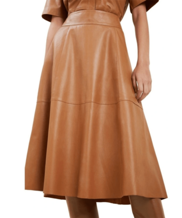 Caramel Leather Skirt for Women