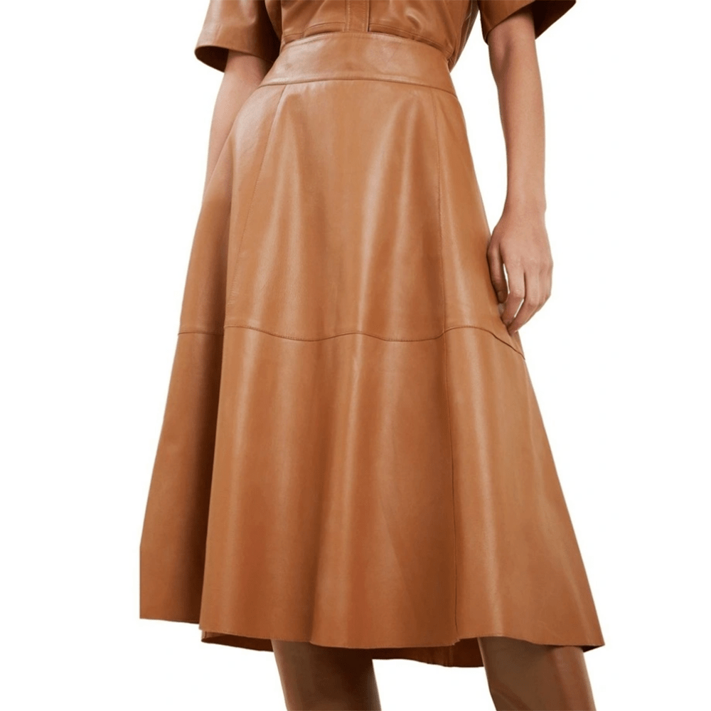 Caramel Leather Skirt for Women