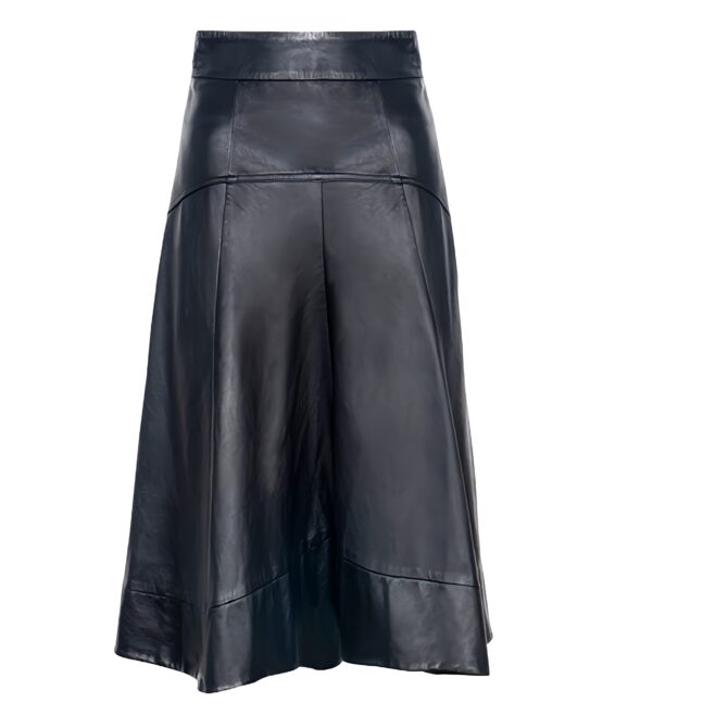 Gerda Women Leather Skirt in Black/Custom Made