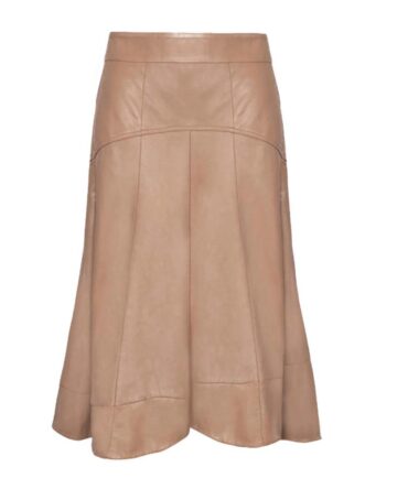 Leather Skirt for Women in Camel Brown color