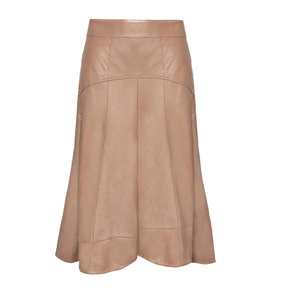 Leather Skirt for Women in Camel Brown color