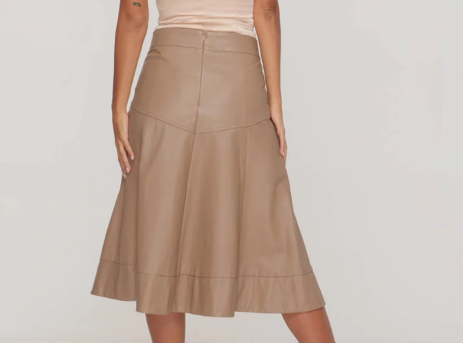 Gerda Leather Skirt for Women in Camel Brown