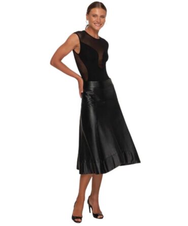 women black leather skirt