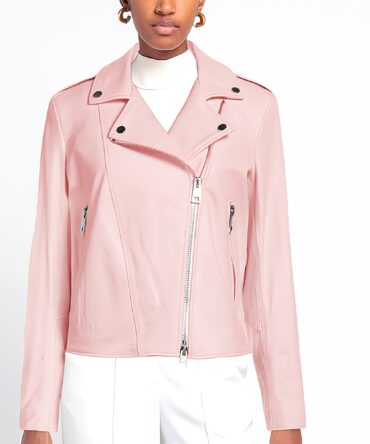 light pink leather jacket