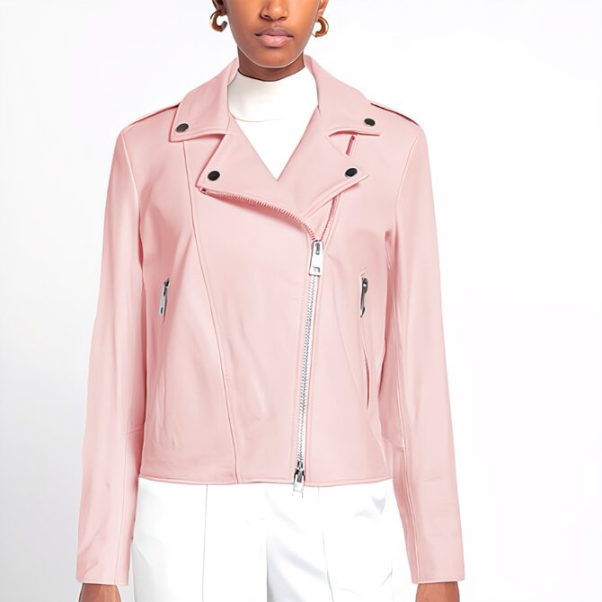 light pink leather jacket