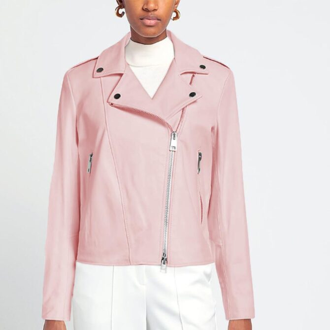 leather jacket for women in pink color