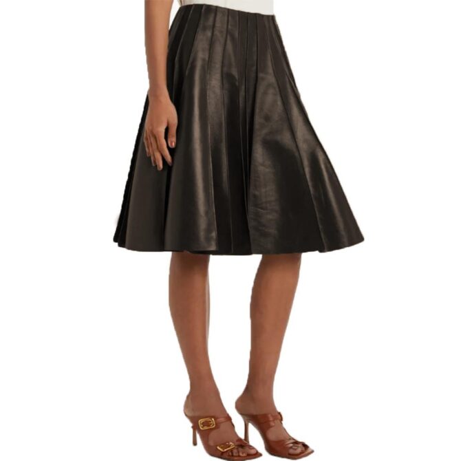 Women Leather Skirt in Black