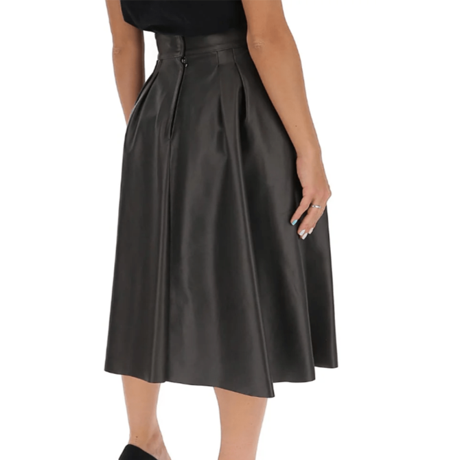 Celsy Women Leather Skirt in Black