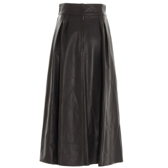 Celsy Women Leather Skirt in Black