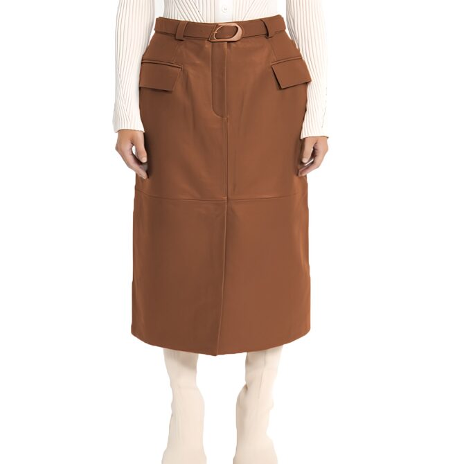 brown leather skirt for women