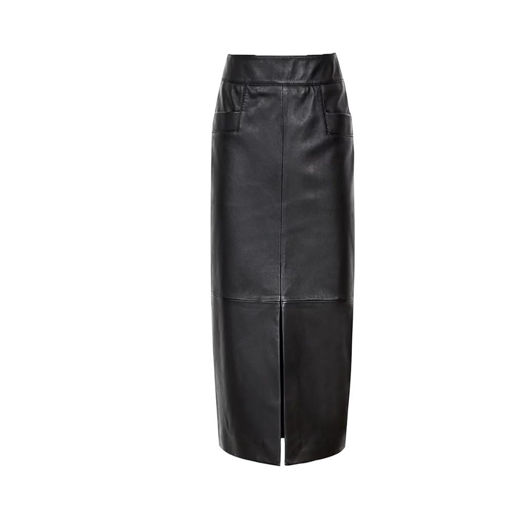 Women Black Leather Skirt