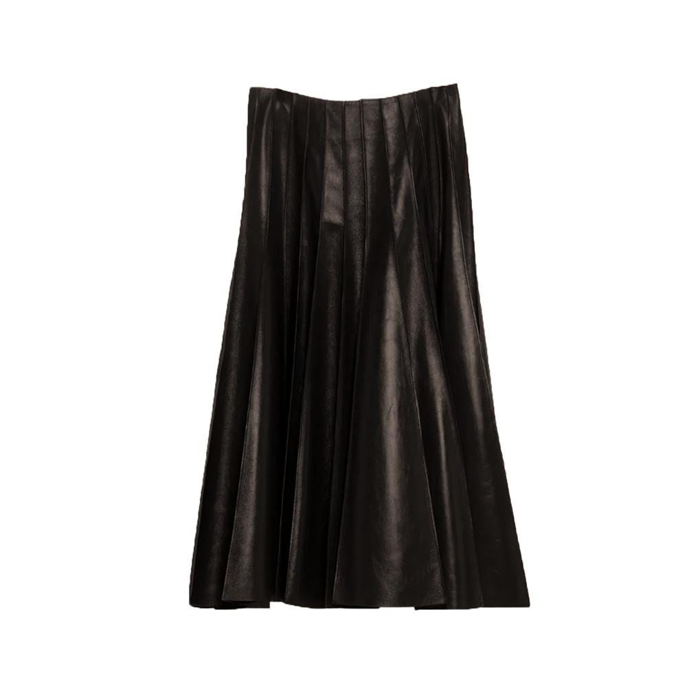 women black leather skirt