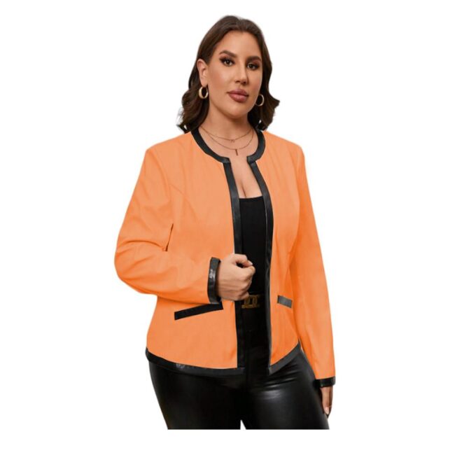 Leather Jacket for Women in Orange