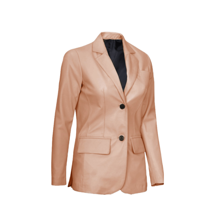 leather blazer in peach