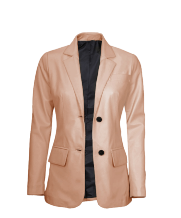 women leather blazer in peach