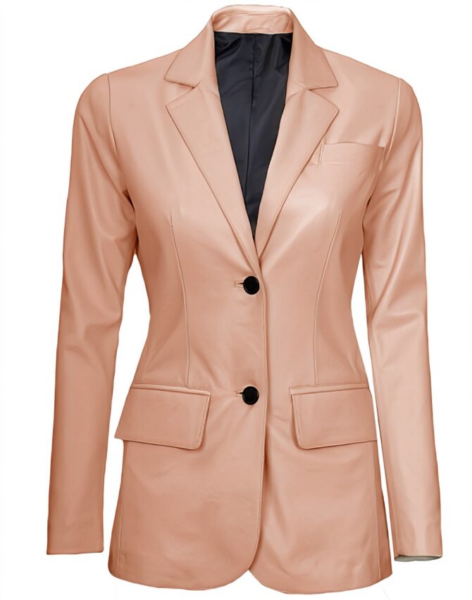 Leather Pink Coat for Women