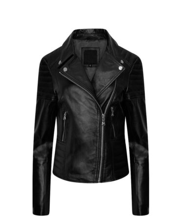 women Black Biker Leather Jacket