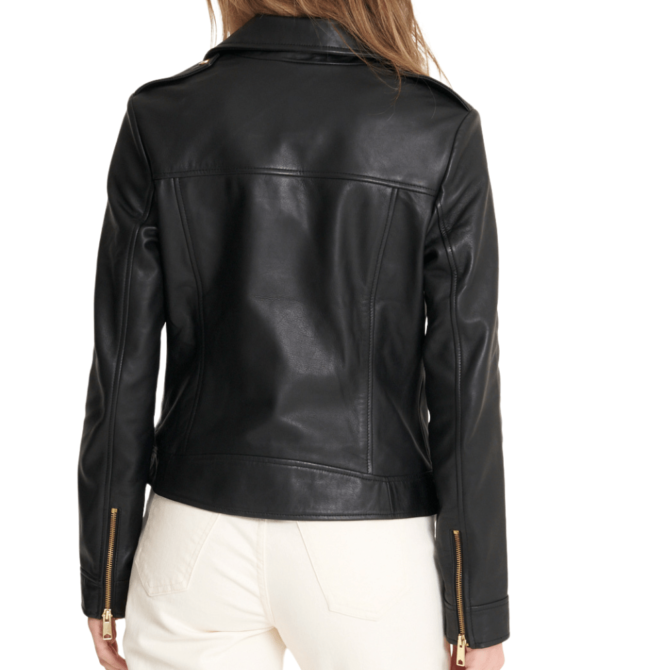 black women leather jacket