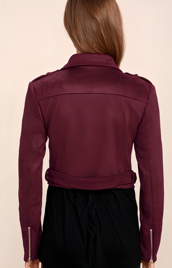 Anaya Suede Leather Jacket for Women in Burgandy /Custom Made